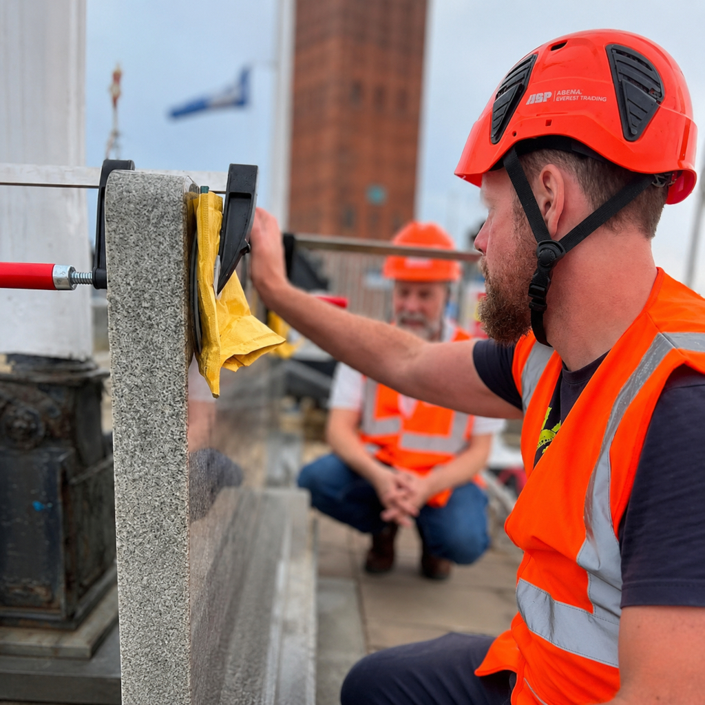 On-site restoration work to the Minesweepers Memorial